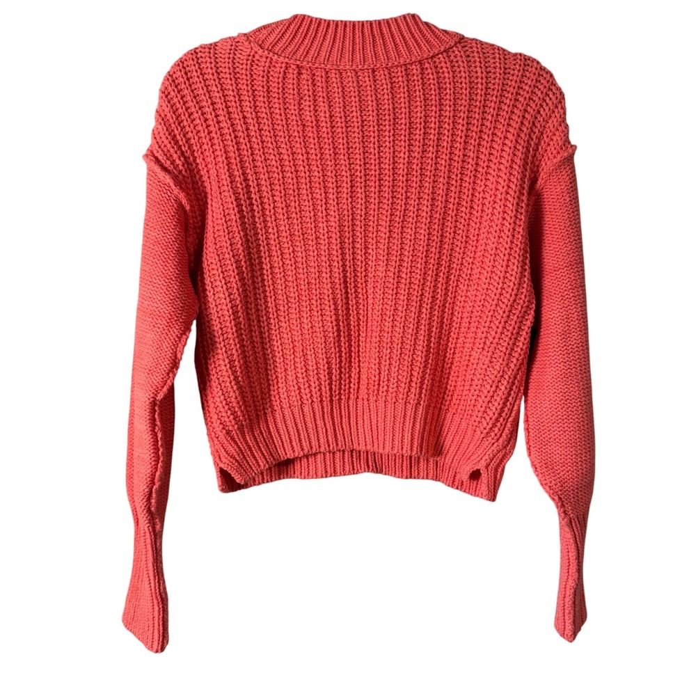 FREE PEOPLE Textured Knit Sweater – Coral Pink – Size Small-Cropped‎ - Picture 6 of 6